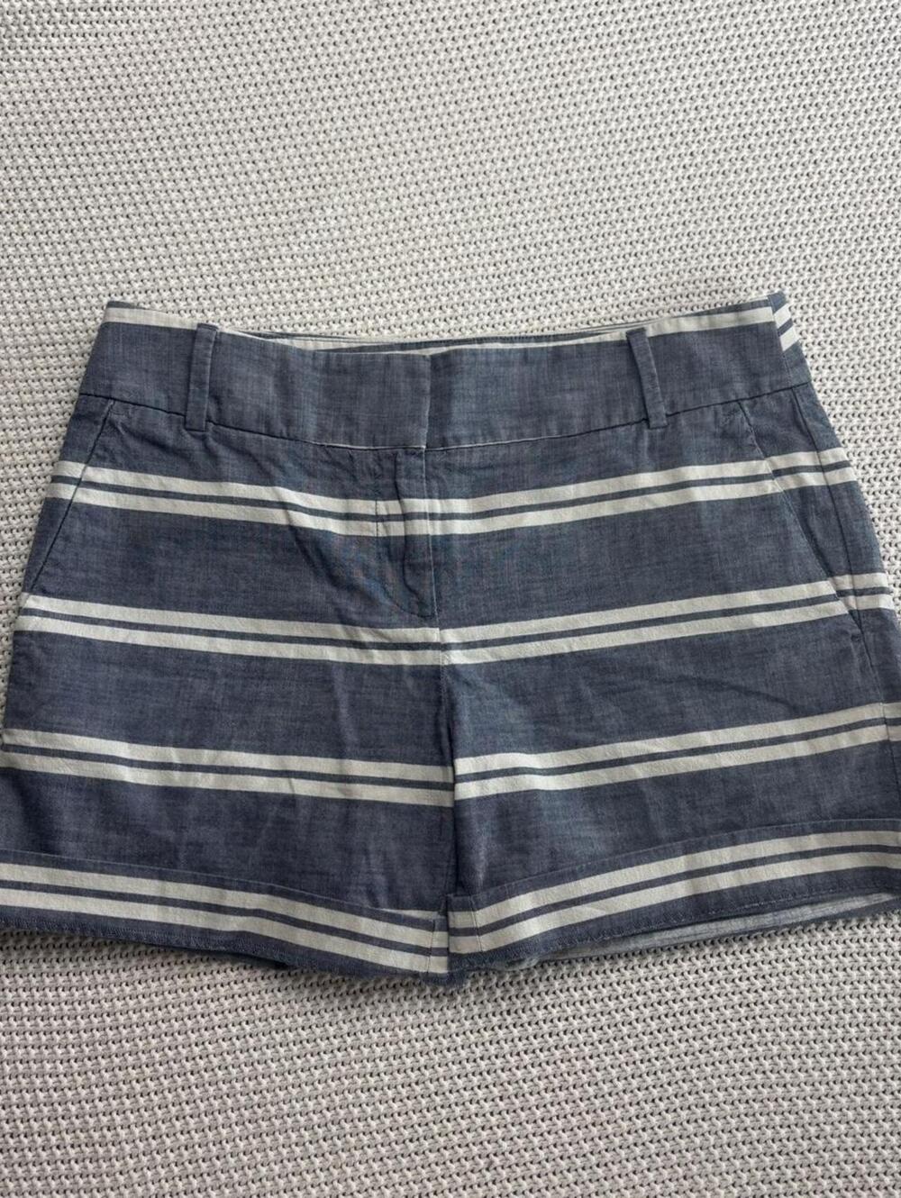 striped coastal rivera cotton shorts loft ann taylor blue white sz 2